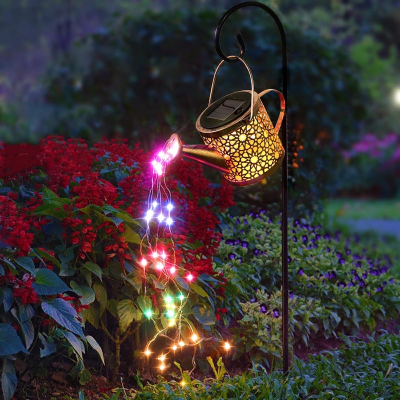 Misawce Solar Lights Outdoor Decorative, Metal Solar Watering Can Lights Waterproof, Small Hanging Gardening Decor for Yard Outside Patio Lawn, Mother’s Day Gifts, Birthday Gifts for Mom Grandma(Colorful) - Image 1